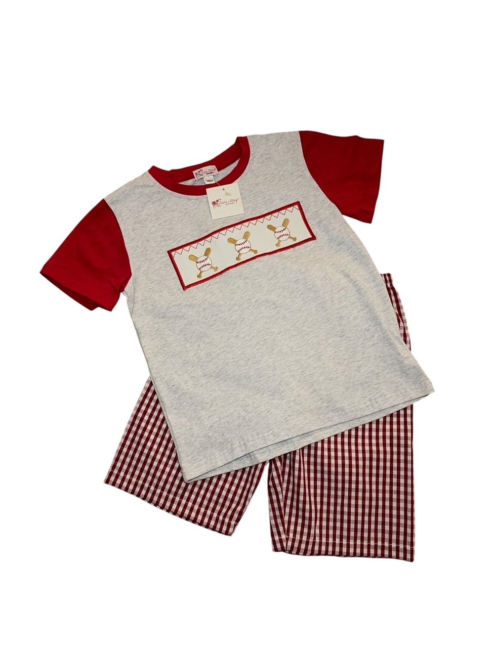 Clover Cottage NWT Size 7/8 Smocked Baseball Set